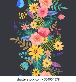 dark background with floral seamless border