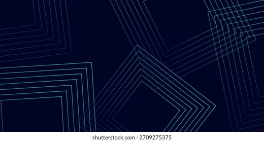 Dark background with glowing abstract geometric square lines decoration. Modern and futuristic background concept for covers, banners, brochures, certificates and websites. EPS. 3