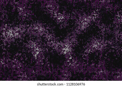 Dark background with glowing dots, circles. Abstract lights, universe, galaxy. Space pattern. Vector illustration 