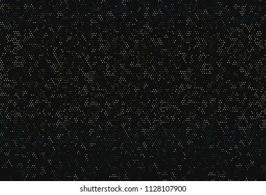 Dark background with glowing dots, circles. Abstract lights, universe, galaxy. Space pattern. Vector illustration 