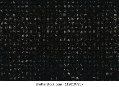 Dark background with glowing dots, circles. Abstract lights, universe, galaxy. Space pattern. Vector illustration 