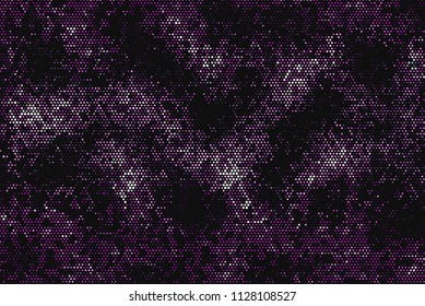 Dark background with glowing dots, circles. Abstract lights, universe, galaxy. Space pattern. Vector illustration 