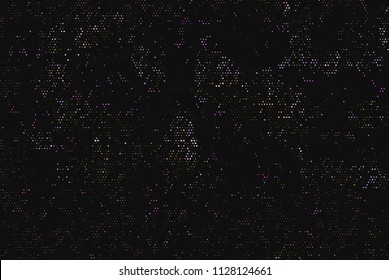 Dark background with glowing dots, circles. Abstract lights, universe, galaxy. Space pattern. Vector illustration 