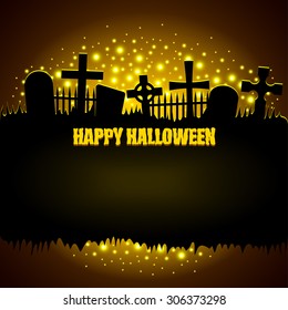 Dark background with glowing graveyard Halloween vector