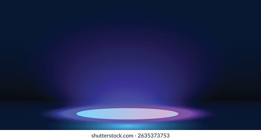 Fondo oscuro con un círculo de luz de neón brillante, ideal para conceptos futuristas y de visualización.
