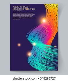  Dark background with glowing rainbow spiral thin lines.  The illustration contains transparency and effects. EPS10 