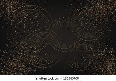
dark background with gold circles and splashes. Gold glitter. modern background. vector illustration. eps 10