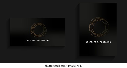 Dark background with golden abstract circle in the middle for card background, banner, social media background, cover