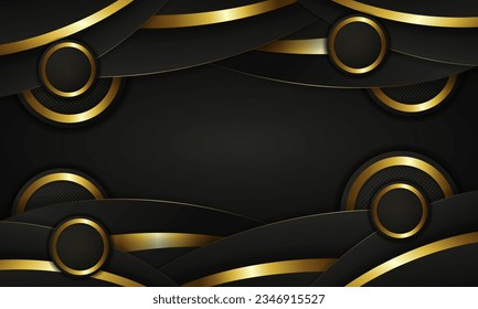 Dark background with golden abstract shapes. - Vector.
