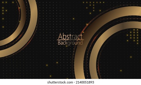 fondo oscuro con círculos dorados y puntos dorados. fondo moderno. ilustración vectorial. Pasos 10