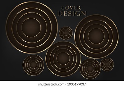 fondo oscuro con círculos dorados. fondo moderno. ilustración vectorial. Pasos 10