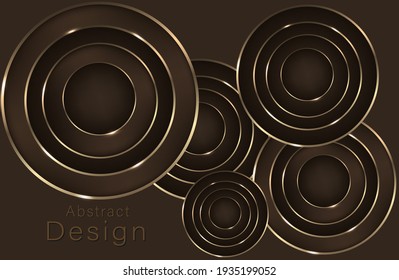fondo oscuro con círculos dorados. fondo moderno. ilustración vectorial. Pasos 10