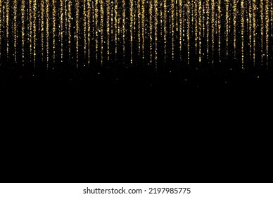 Dark background with golden dots falling from above, raining golden dust particles