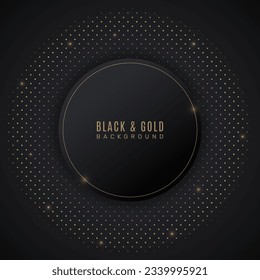 Dark background with golden halftone effect. - Vector.