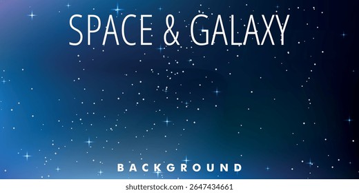 dark background with a gradient from blue to black, filled with small white stars. 