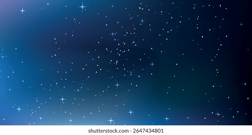  dark background with a gradient from blue to black, filled with small white stars.