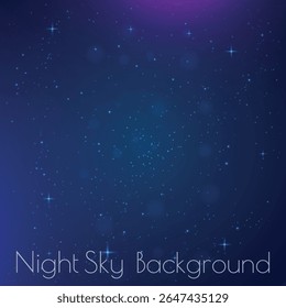dark background with a gradient from blue to black, filled with small white stars.