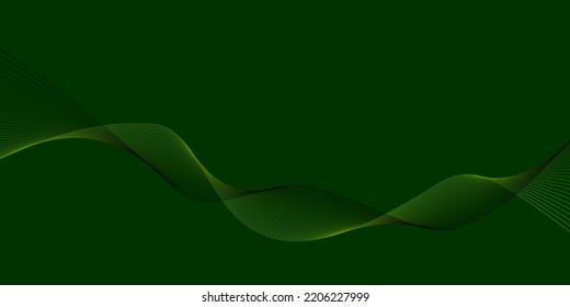 Dark background Green Black wave lines. Flowing green waves design Abstract digital equalizer sound wave Flow. Line Vector illustration for tech futuristic innovation concept background Graphic design