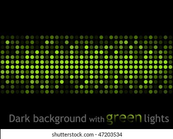Dark background with green lights