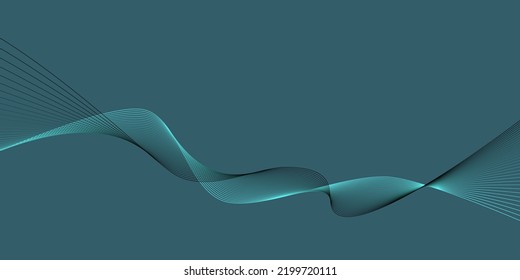 Dark background Green Turquoise wave lines. Flowing waves design Abstract digital equalizer sound wave. Flow. Line Vector illustration for tech futuristic innovation concept background Graphic design