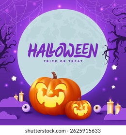 Dark background Halloween banner template on spooky elements. Perfect as website background or Halloween themed banner design.