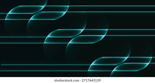Um plano de fundo escuro com linhas azuis horizontais brilhantes e formas curvas abstratas, criando um efeito visual futurista e dinâmico.