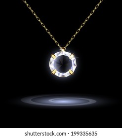 dark background and jewelry chains and pendant