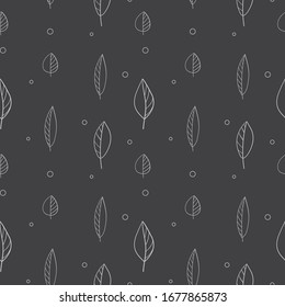 
fondo oscuro con hojas, patrón vectorial transparente