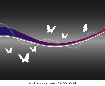 Dark background and light in the middle and white butterfly