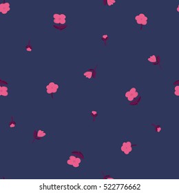 dark background with lilac flowers. Small  floral. flower pattern vector