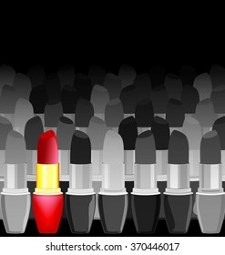 dark background with many abstract varicolored lipsticks