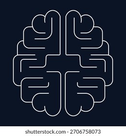 Dark Background Minimalist Brain Abstract Icon Vector