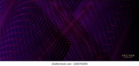 Dark background. Modern purple blue gradient flowing wave lines. Futuristic technology concept.