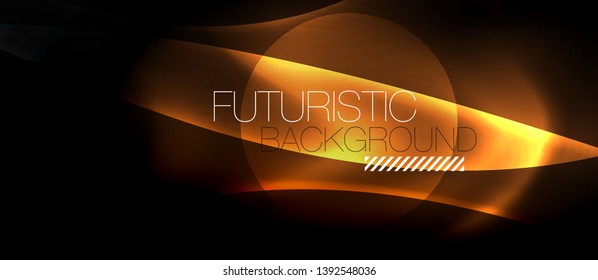 Dunkler Hintergrund mit Neonfarben-Wellen, Vektordesign-Vorlage