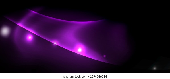 Fondo oscuro con ondas de color neón, plantilla de diseño vectorial