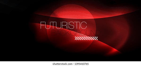 Fondo oscuro con ondas de color neón, plantilla de diseño vectorial