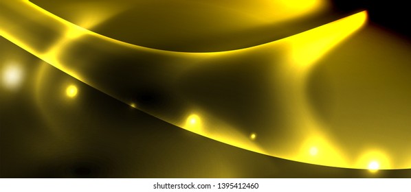 Dark background with neon color waves, vector design template