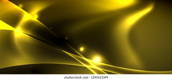 Dark background with neon color waves, vector design template