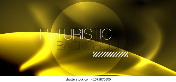 Dunkler Hintergrund mit Neonfarben-Wellen, Vektordesign-Vorlage