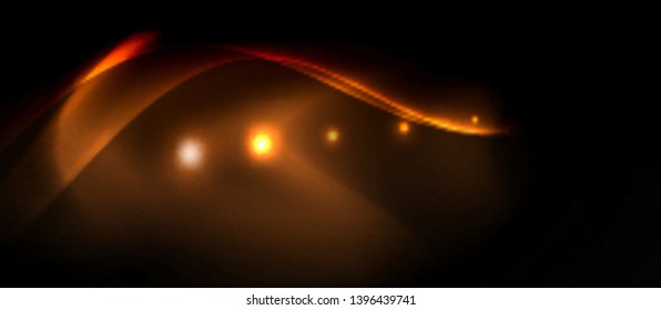 Dark background with neon color waves, vector design template