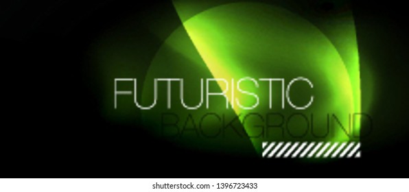 Dark background with neon color waves, vector design template