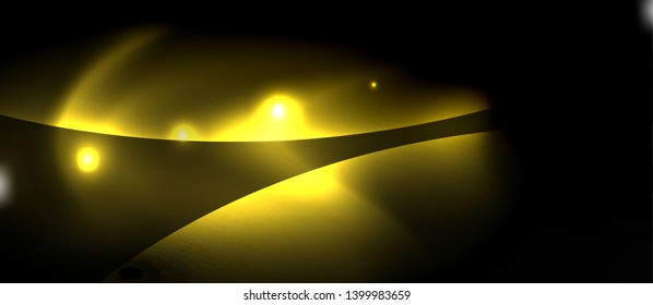 Fondo oscuro con ondas de color neón, plantilla de diseño vectorial