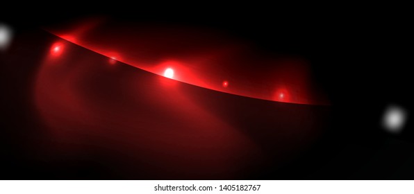 Fondo oscuro con ondas de color neón, plantilla de diseño vectorial