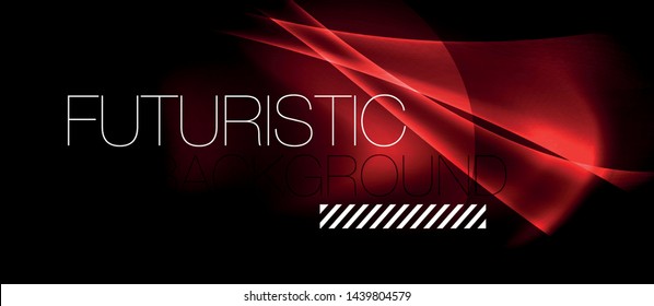 Dark background with neon color waves, vector design template