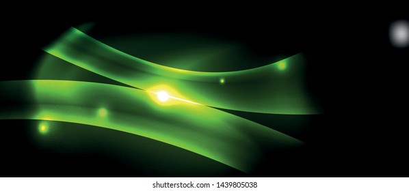 Dark background with neon color waves, vector design template