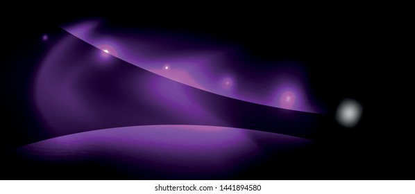 Dark background with neon color waves, vector design template