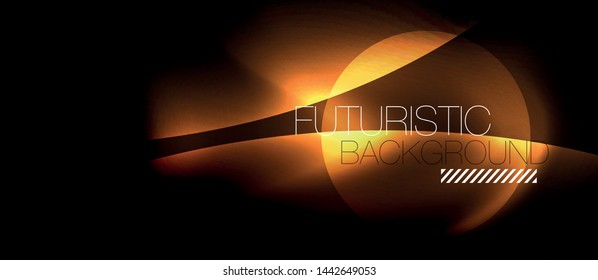 Fondo oscuro con ondas de color neón, plantilla de diseño vectorial