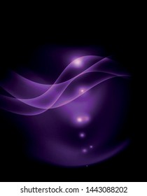 Fondo oscuro con ondas de color neón, plantilla de diseño vectorial