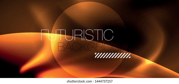 Fondo oscuro con ondas de color neón, plantilla de diseño vectorial