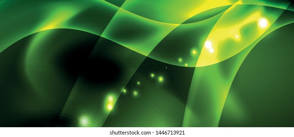 Dunkler Hintergrund mit Neonfarben-Wellen, Vektordesign-Vorlage